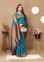Thumbnail for Vedant Vastram Rama Color Banarasi Silk Saree - Rama - Distacart