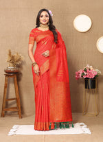 Thumbnail for Vedant Vastram Red Color Banarasi Silk Saree - Red - Distacart
