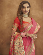 Thumbnail for Vedant Vastram Peach Color Paithani Silk Saree - Peach - Distacart