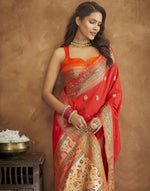 Thumbnail for Vedant Vastram Red Color Paithani Silk Saree - Red - Distacart
