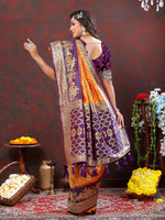 Thumbnail for Vedant Vastram Mustard Color Kanjeevaram Patola Silk Saree - Mustard - Distacart