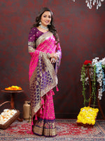 Thumbnail for Vedant Vastram Pink Color Kanjeevaram Patola Silk Saree - Pink - Distacart