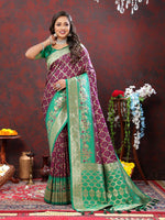 Thumbnail for Vedant Vastram Purple Color Kanjeevaram Patola Silk Saree - Purple - Distacart