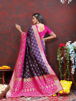 Thumbnail for Vedant Vastram Violet Color Kanjeevaram Patola Silk Saree - Violet - Distacart