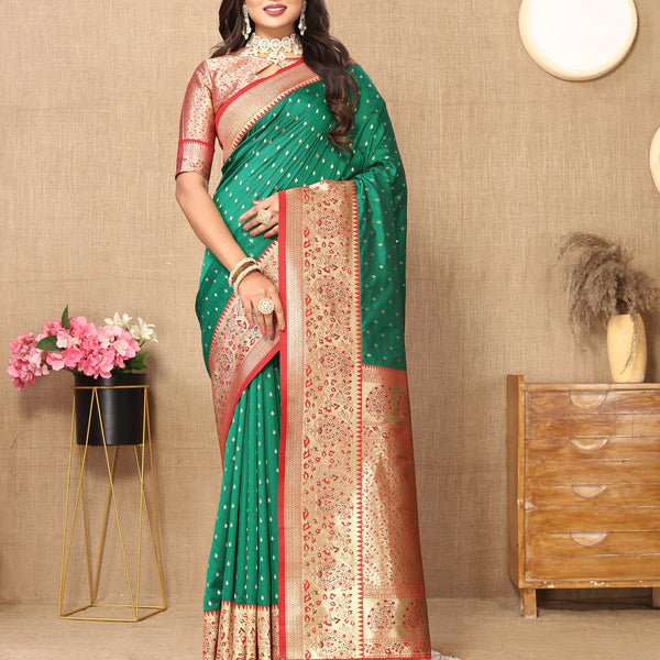 Vedant Vastram Green Color Kanjeevaram Silk Saree - Green - Distacart