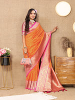 Thumbnail for Vedant Vastram Orange Color Kanjeevaram Silk Saree - Orange - Distacart