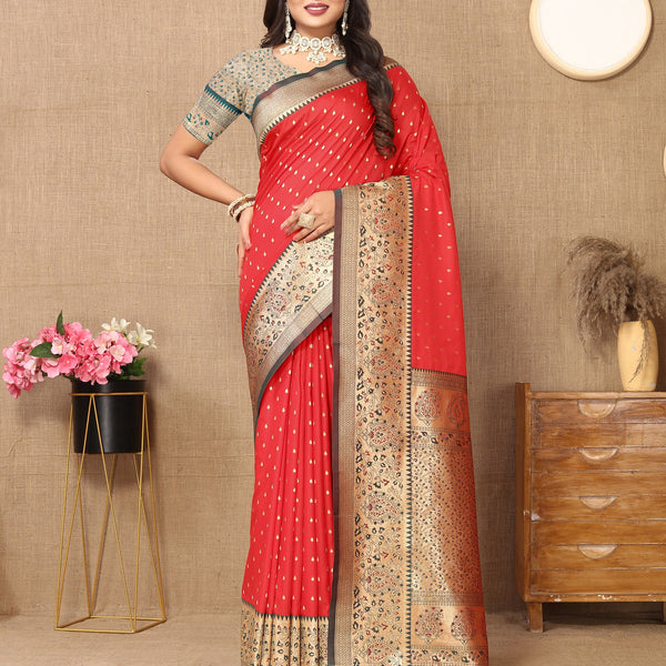Vedant Vastram Red Color Kanjeevaram Silk Saree - Red - Distacart