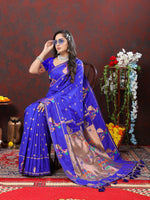 Thumbnail for Vedant Vastram Royal Blue Color Paithani Silk Saree - Royal Blue - Distacart