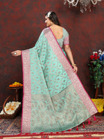 Thumbnail for Vedant Vastram Turquoise Color Banarasi Silk Saree - Turquoise - Distacart