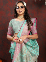 Thumbnail for Vedant Vastram Turquoise Color Banarasi Silk Saree - Turquoise - Distacart