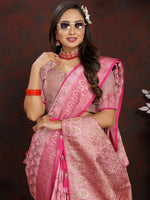 Thumbnail for Vedant Vastram Baby Pink Color Banarasi Silk Saree - Baby Pink - Distacart