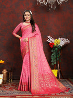 Thumbnail for Vedant Vastram Baby Pink Color Kanjeevaram Organza Silk Saree - Baby Pink - Distacart
