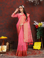 Thumbnail for Vedant Vastram Baby Pink Color Kanjeevaram Organza Silk Saree - Baby Pink - Distacart