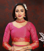 Thumbnail for Vedant Vastram Rama Color Kanjeevaram Organza Silk Saree - Rama - Distacart