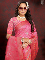 Thumbnail for Vedant Vastram Baby Pink Color Kanjeevaram Organza Silk Saree - Baby Pink - Distacart