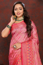 Thumbnail for Vedant Vastram Pink Color Kanjeevaram Organza Silk Saree - Pink - Distacart