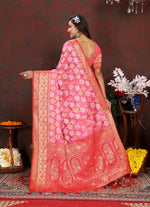 Thumbnail for Vedant Vastram Baby Pink Color Kanjeevaram Organza Silk Saree - Baby Pink - Distacart