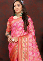 Thumbnail for Vedant Vastram Baby Pink Color Kanjeevaram Organza Silk Saree - Baby Pink - Distacart