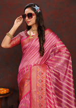 Thumbnail for Vedant Vastram Pink Color Kanjeevaram Organza Silk Saree - Pink - Distacart