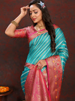 Thumbnail for Vedant Vastram Rama Color Kanjeevaram Organza Silk Saree - Rama - Distacart