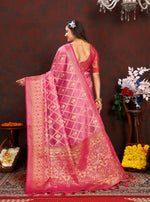 Thumbnail for Vedant Vastram Pink Color Kanjeevaram Organza Silk Saree - Pink - Distacart