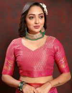 Thumbnail for Vedant Vastram Rama Color Kanjeevaram Organza Silk Saree - Rama - Distacart