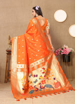 Thumbnail for Vedant Vastram Orange Color Paithani Silk Saree - Orange - Distacart