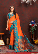 Thumbnail for Vedant Vastram Orange Color Paithani Silk Saree - Orange - Distacart