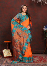 Thumbnail for Vedant Vastram Orange Color Paithani Silk Saree - Orange - Distacart