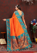 Thumbnail for Vedant Vastram Orange Color Paithani Silk Saree - Orange - Distacart