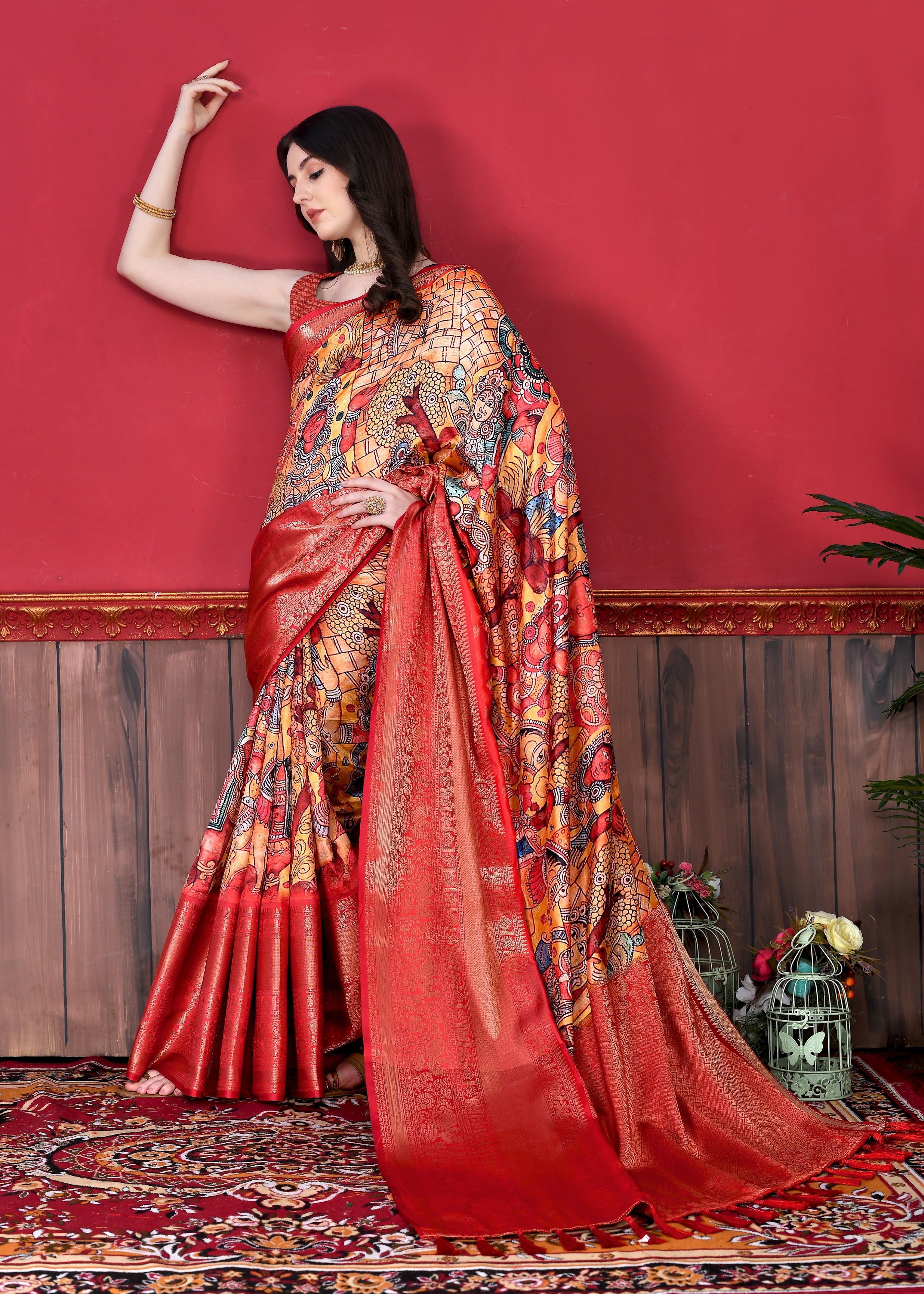 Vedant Vastram Red Color Kanjeevaram Silk Saree - Red - Distacart