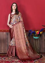 Thumbnail for Vedant Vastram Wine Color Kanjeevaram Silk Saree - Wine - Distacart