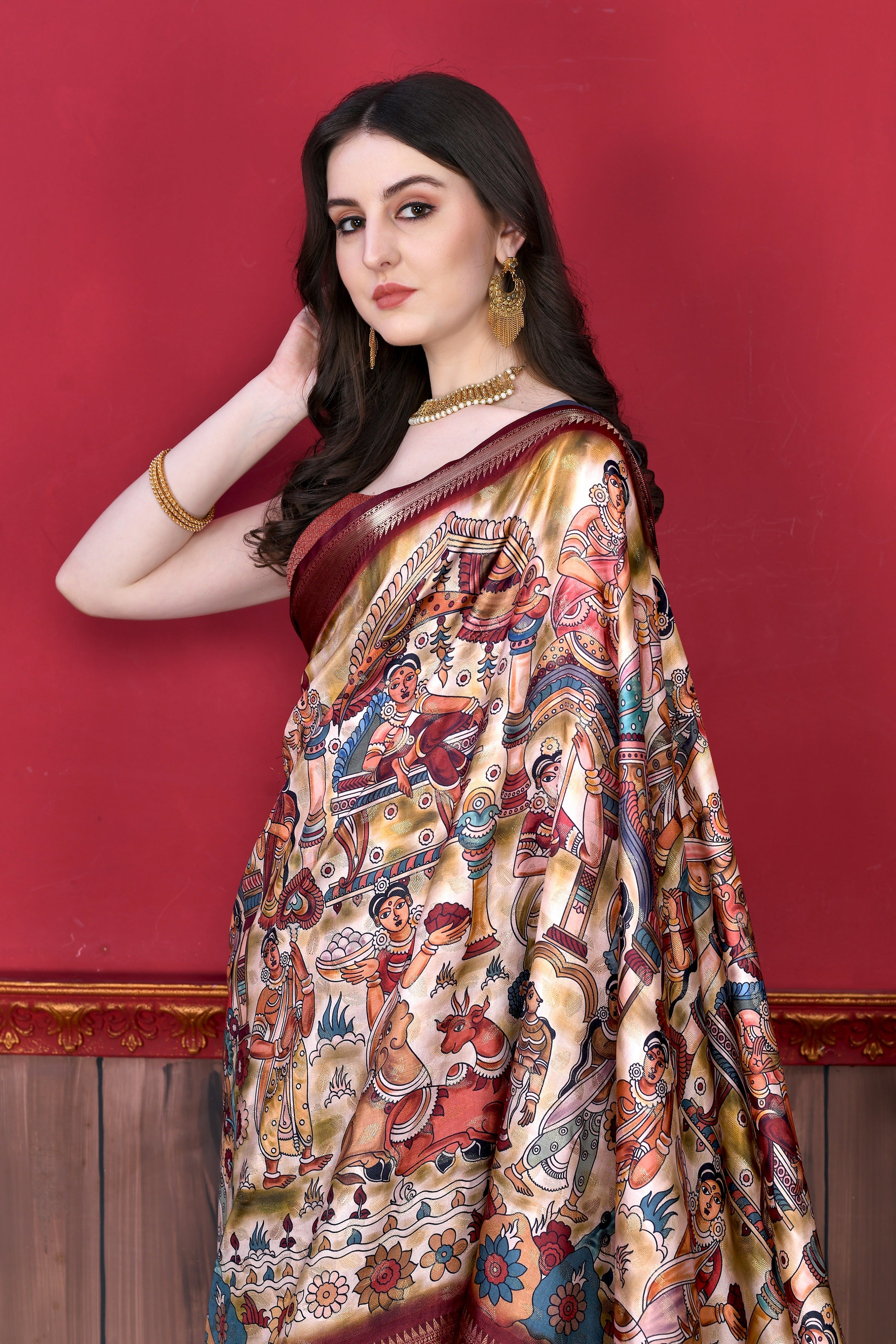 Vedant Vastram Wine Color Kanjeevaram Silk Saree - Wine - Distacart