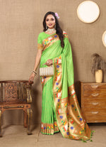 Thumbnail for Vedant Vastram Parrot Color Paithani Silk Saree - Parrot - Distacart