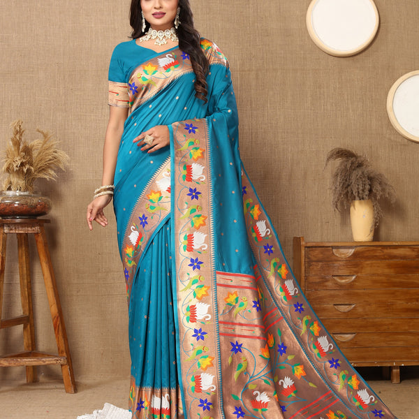 Vedant Vastram Rama Color Paithani Silk Saree - Rama - Distacart