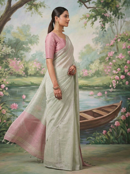 Shree Shyam Fashion Silver Tissue Silk Saree - Distacart