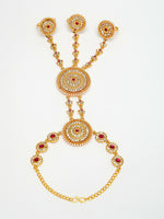 Thumbnail for NVR Women's Gold-Polished CZ Stone-Studded Handcrafted Ring Bracelet - Distacart