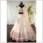 Thumbnail for Preksha Creation Indian Festive Georgette Women Lehenga Choli In Crushed Fabric With Intricate Embroidery - Pinch - Distacart