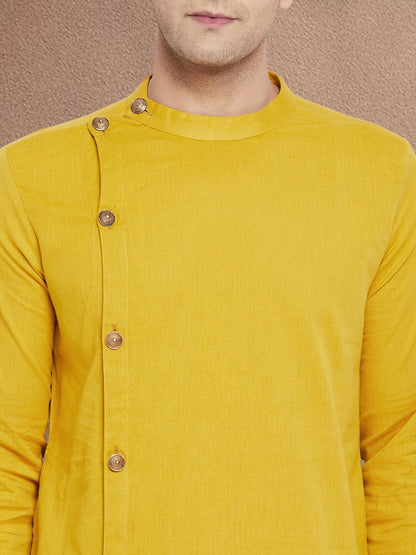 Even Apparels Men's Asymetrical Yellow Sherwani Kurta - Distacart