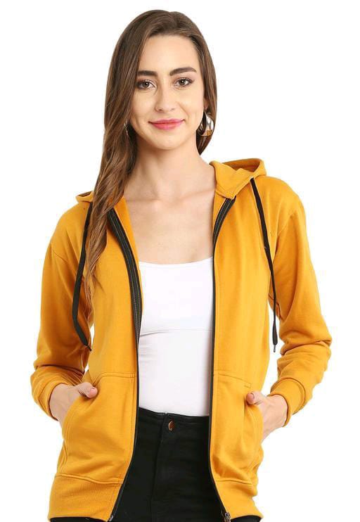 PAVONINE Mustard Color Casual Winter Wear Hoodie Sweatshirt For Girls - Distacart