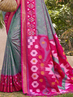 Thumbnail for Astita Pochampalli Silk Grey Saree