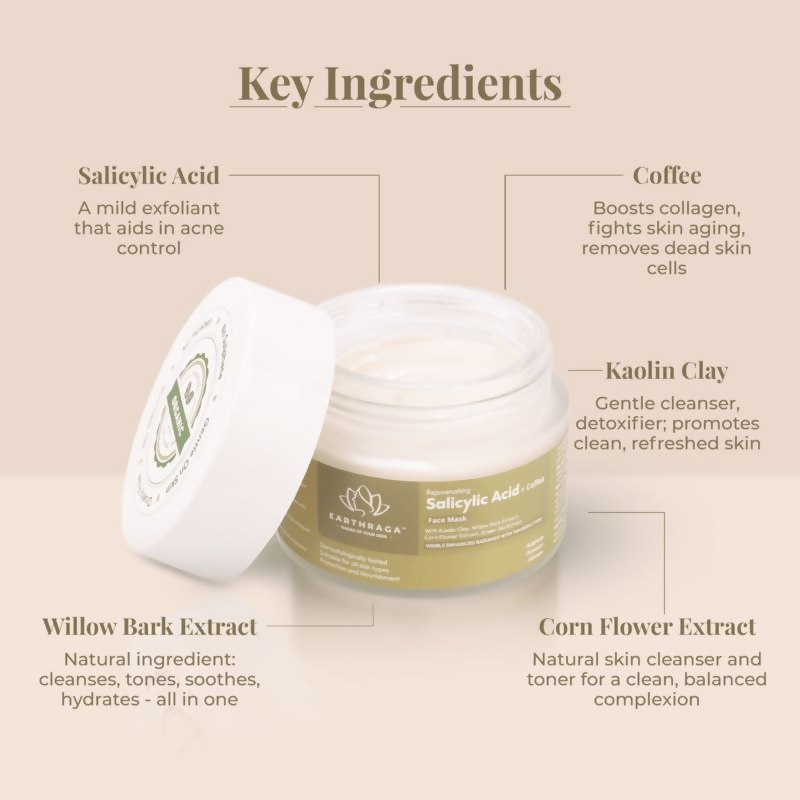 Earthraga Salicylic Acid + Coffee Face Mask - Distacart