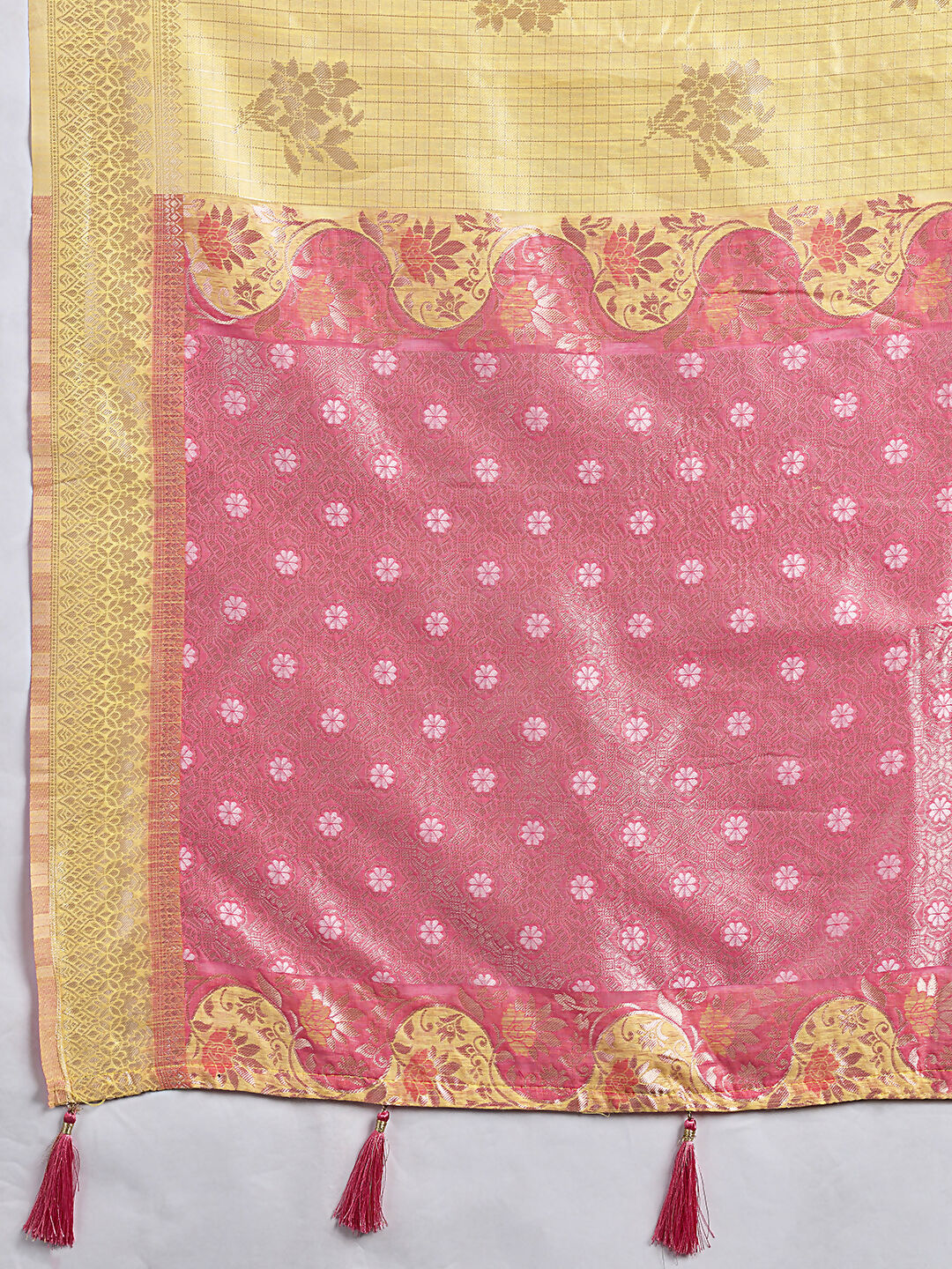 Shree Shyam Fashion Yellow Linen Cotton Saree - Dista