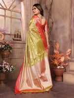 Thumbnail for Vedant Vastram Tissue Silk Kanjeevaram Silk Saree - Olive - Distacart