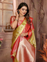 Thumbnail for Vedant Vastram Tissue Silk Kanjeevaram Silk Saree - Olive - Distacart