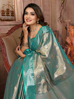 Thumbnail for Vedant Vastram Tissue Silk Kanjeevaram Silk Saree - Rama - Distacart