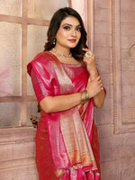 Thumbnail for Vedant Vastram Tissue Silk Kanjeevaram Silk Saree - Rani - Distacart