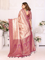 Thumbnail for Vedant Vastram Soft Litchi Silk Kanjeevaram Silk Saree - Beige - Distacart