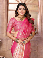 Thumbnail for Vedant Vastram Soft Litchi Silk Kanjeevaram Silk Saree - Cream - Distacart