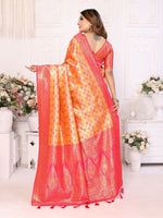 Thumbnail for Vedant Vastram Soft Litchi Silk Kanjeevaram Silk Saree - Mustard - Distacart